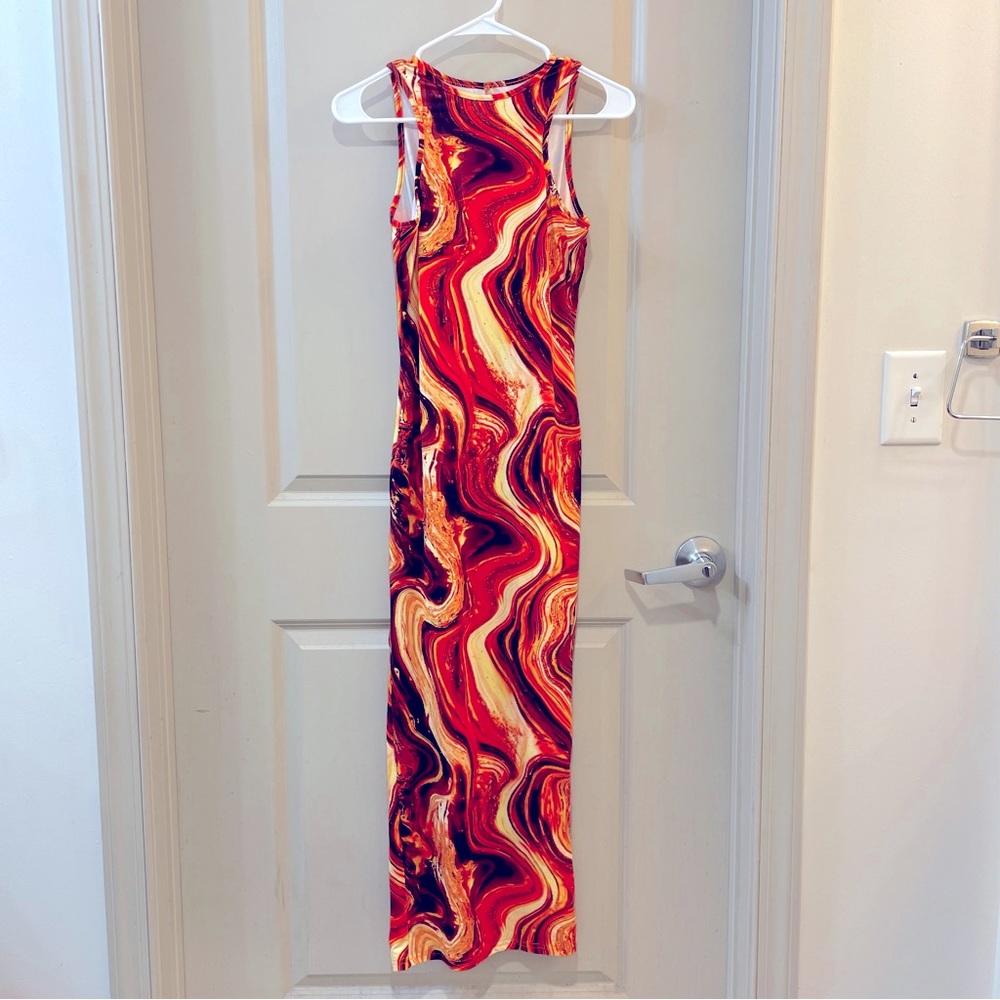 open back maxi dress womens small